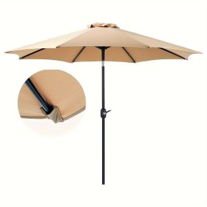 9FT Outdoor Patio Umbrella With Push Button Tilt And Crank, Outdoor Yard/Market Table Umbrella UV Protection & Waterproof For Garden, Deck, Backyard, Pool, Sandy Shore